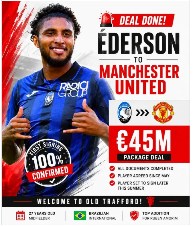 🚨🔴💥 OLD TRAFFORD TRANSFER EXPLOSION: MANCHESTER UNITED ON THE VERGE OF LANDING BRAZILIAN MIDFIELD POWERHOUSE ÉDERSON IN A €45 MILLION BLOCKBUSTER DEAL — PERSONAL TERMS SEALED, ANNOUNCEMENT IMMINENT, AND THE RED DEVILS’ SUMMER REVOLUTION READY TO IGNITE! 🇧🇷🔥⚽