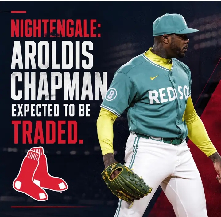 🚨💣 MLB TRADE BOMBSHELL: AROLDIS CHAPMAN EXPECTED TO SPARK BIDDING WAR ACROSS BASEBALL AS THE FLAME-THROWING CLOSER EMERGES AS THE MOST WANTED RELIEVER ON THE MARKET — CONTENDERS LINING UP FOR A POTENTIAL EIGHTH TEAM STOP AND ANOTHER HIGH-STAKES POSTSEASON RUN! ⚾🔥👑