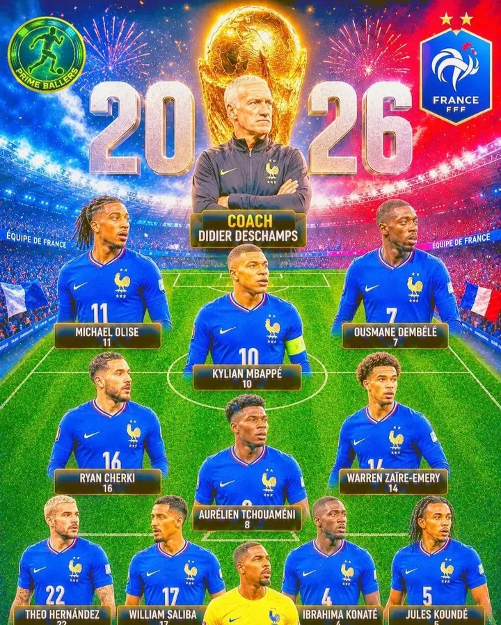 🚨🇫🇷🏆 WORLD CUP 2026 ALERT: FRANCE’S SUPERTEAM IS STRIKING FEAR INTO THE PLANET! With Kylian Mbappé, Ousmane Dembélé, Michael Olise, Rayan Cherki, Aurélien Tchouaméni, and William Saliba leading a squad overflowing with world-class talent, Les Bleus look like football’s ultimate powerhouse — a relentless machine built to dominate, devastate, and chase global glory once again! 🔥⚽👑🌍💥