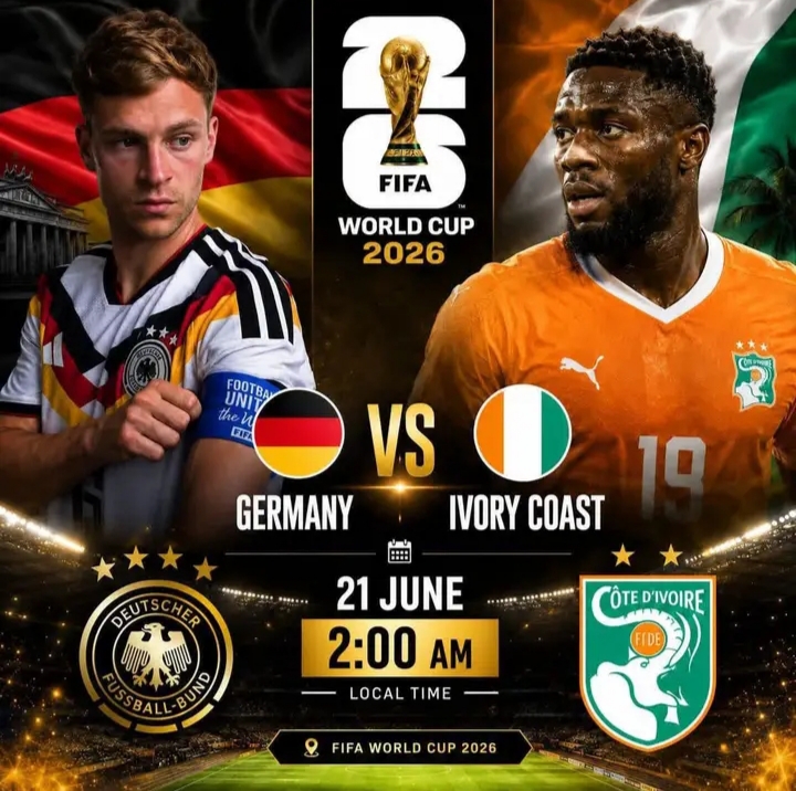 🚨💣🇩🇪 জার্মানির গোলঝড়ের পর নতুন পরীক্ষা! 🔥⚽ ৭-১ গোলে কুরাসাওকে বিধ্বস্ত করে বিশ্বকাপের মঞ্চে শক্তির ভয়ংকর বার্তা দিয়েছে ! 🖤👑 এখন সামনে আফ্রিকার শক্তিশালী প্রতিপক্ষ — শুরু হতে যাচ্ছে এক মহারণ! 🌍🔥 ⚔️ জার্মানি কি আবারও দেখাবে তাদের বিশ্বজয়ী মানসিকতা, নাকি আইভোরি কোস্ট তৈরি করবে চমকের ঝড়? 😱🏆 ⏰ ম্যাচ: আজ রাত ২:০০টা 🔥 ফুটবল বিশ্বের চোখ এখন এই লড়াইয়ে! ❤️🇩🇪 BEST OF LUCK GERMANY — GO FOR GLORY! 💫🏆