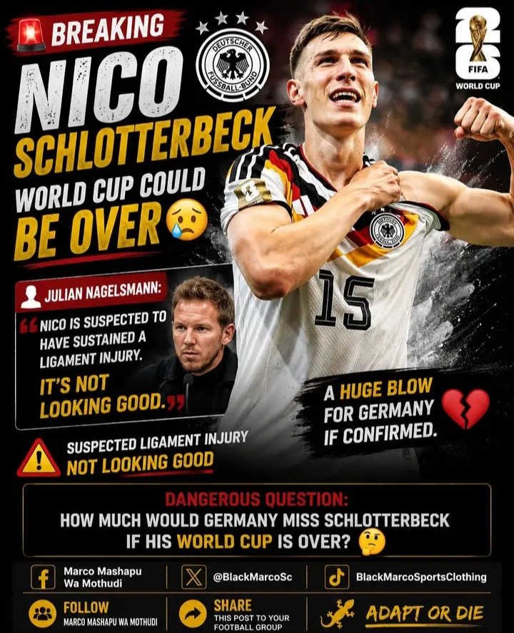 🚨💣🇩🇪 SCHLOTTERBECK INJURY BOMBSHELL! 💔⚽ GERMANY HIT BY A MASSIVE WORLD CUP SCARE! 🇩🇪😱 NICO SCHLOTTERBECK’S TOURNAMENT COULD BE IN DANGER AS LIGAMENT FEAR ROCKS DIE MANNSCHAFT! 🏆🔥 A HUGE BLOW THAT COULD CHANGE GERMANY’S TITLE DREAMS! 🌍👑