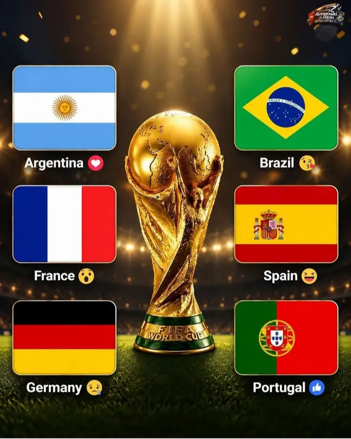 🚨💣🏆 WORLD CUP 2026 BOMBSHELL! 🌍🔥 FOOTBALL’S BIGGEST POWERHOUSES COLLIDE IN THE ULTIMATE BATTLE FOR GLORY! 🇦🇷 ARGENTINA, 🇧🇷 BRAZIL, 🇫🇷 FRANCE, 🇪🇸 SPAIN, 🇩🇪 GERMANY OR 🇵🇹 PORTUGAL — ONLY ONE CAN CONQUER THE WORLD AND LIFT FOOTBALL’S MOST COVETED TROPHY! 😱⚽👑 LEGENDS, SUPERSTARS, AND NATIONS STAND ON THE EDGE OF IMMORTALITY AS THE DEBATE THAT SHAKES THE FOOTBALL WORLD REACHES FEVER PITCH! 🌟🔥 WHO WILL RULE THE PLANET AND BE CROWNED WORLD CHAMPIONS? THE COUNTDOWN TO HISTORY HAS BEGUN! 🏆🌍💥 #WorldCup2026 #FIFAWorldCup #FootballDebate #WorldChampion #FootballFans