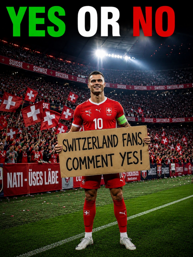 🚨💣🇨🇭 SWITZERLAND FANS, THE MOMENT OF TRUTH HAS ARRIVED! 🔥⚽ SHOCKING WORLD CUP DEBATE EXPLODES AS GRANIT XHAKA LEADS THE SWISS CHARGE TOWARD FOOTBALL GLORY! 😱🏆🌍 ⚡ XHAKA’S LEADERSHIP IS INSPIRING A NATION! ⚡ THE SWISS MACHINE IS GAINING MOMENTUM! ⚡ FOOTBALL’S BIGGEST POWERS ARE STARTING TO PAY ATTENTION! After electrifying performances and growing confidence on the world’s biggest stage, Switzerland has emerged as one of the tournament’s most dangerous dark horses. With discipline, resilience, tactical brilliance, and unwavering belief, the Swiss are proving they belong among football’s elite. Now a stunning question is shaking the football world: 🏆 CAN SWITZERLAND SHOCK THE PLANET AND COMPLETE A HISTORIC WORLD CUP FAIRYTALE? Led by the fearless Granit Xhaka, Switzerland is dreaming bigger than ever before. The squad is united, the fans are roaring, and confidence is soaring as the nation prepares for its biggest football challenge yet. Every match brings new belief. Every victory fuels the dream. Every opponent knows they are facing a team ready to fight until the final whistle. But can the Swiss overcome football’s traditional giants and write the greatest chapter in their history? Or will the pressure of the world stage prove too much? 💥🔥 🇨🇭 SWITZERLAND FANS — WHAT’S YOUR VERDICT? ✅ YES — XHAKA AND SWITZERLAND CAN CONQUER THE WORLD! ❌ NO — THE MOUNTAIN IS TOO HIGH! 🌍⚽ THE ENTIRE FOOTBALL WORLD IS WATCHING. HISTORY IS CALLING. COMMENT YES OR NO! 👇🔥