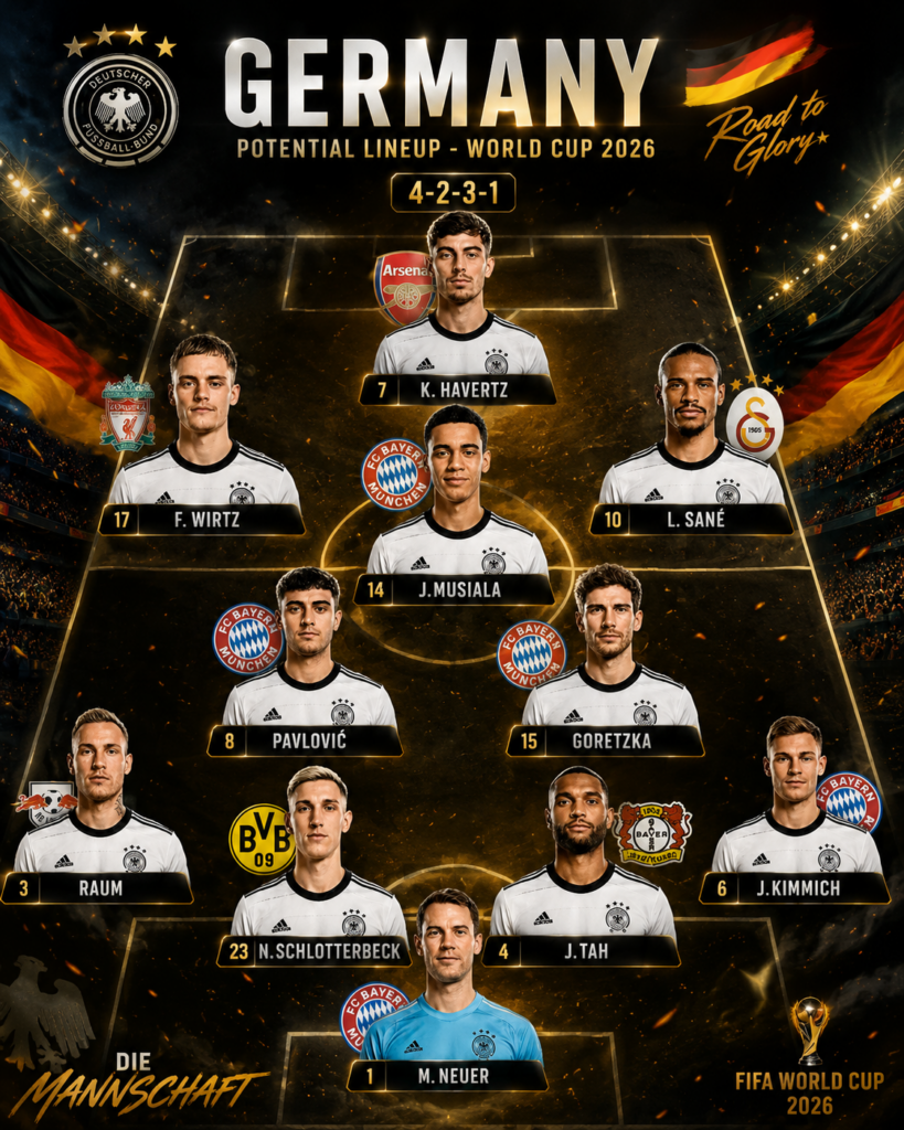 🚨🇩🇪🔥 GERMANY’S 2026 WORLD CUP SUPERTEAM REVEALED: A FEARLESS BLEND OF ELITE YOUTH, WORLD-CLASS FIREPOWER, AND TOURNAMENT PEDIGREE READY TO SHAKE THE PLANET — DIE MANNSCHAFT’S SHOCKING ROAD TO GLOBAL DOMINATION BEGINS NOW!