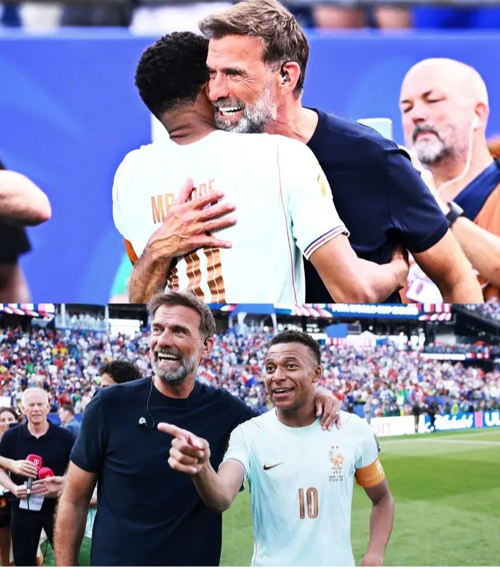 🚨💣 AN EMOTIONAL MOMENT THAT STUNNED THE FOOTBALL WORLD! Jürgen Klopp’s heartfelt embrace with Kylian Mbappé after France stormed into the 2026 FIFA World Cup semi-finals says everything—pure respect, mutual admiration, and the meeting of two football giants in a moment that has captured millions of hearts across France, Germany, and beyond! 🇫🇷🤝🇩🇪❤️🔥