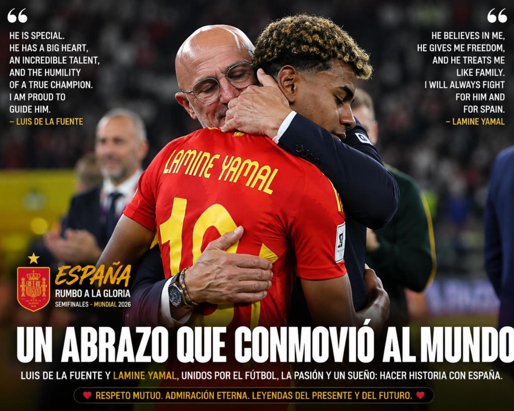 🚨💥 WORLD STUNNED BY AN EMOTIONAL MASTERPIECE! 🇪🇸❤️ Luis de la Fuente’s Heartfelt Embrace with Lamine Yamal After Spain’s Historic March into the 2026 FIFA World Cup Semi-Finals Sparks Tears Worldwide—A Powerful Symbol of Trust, Respect, Greatness, and the Unbreakable Bond Between a Legendary Coach and Football’s Brightest Young Superstar! 🌍🏆🔥